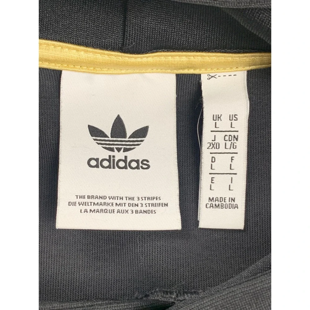 Adidas Chile 20 Hoodie Mens Large Black Tonal Stripes Pullover Track Top‎ Shiny